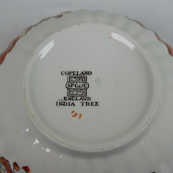 Spode Indian Tree Cranberry Bowl Old Backstamp 5 inches Scalloped Orange Rust - Picture 6 of 8